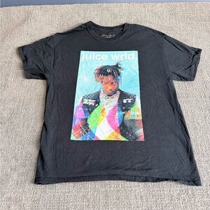 Juice Wrld Black Short Sleeve Graphic Tee with Colorful Front Artwork